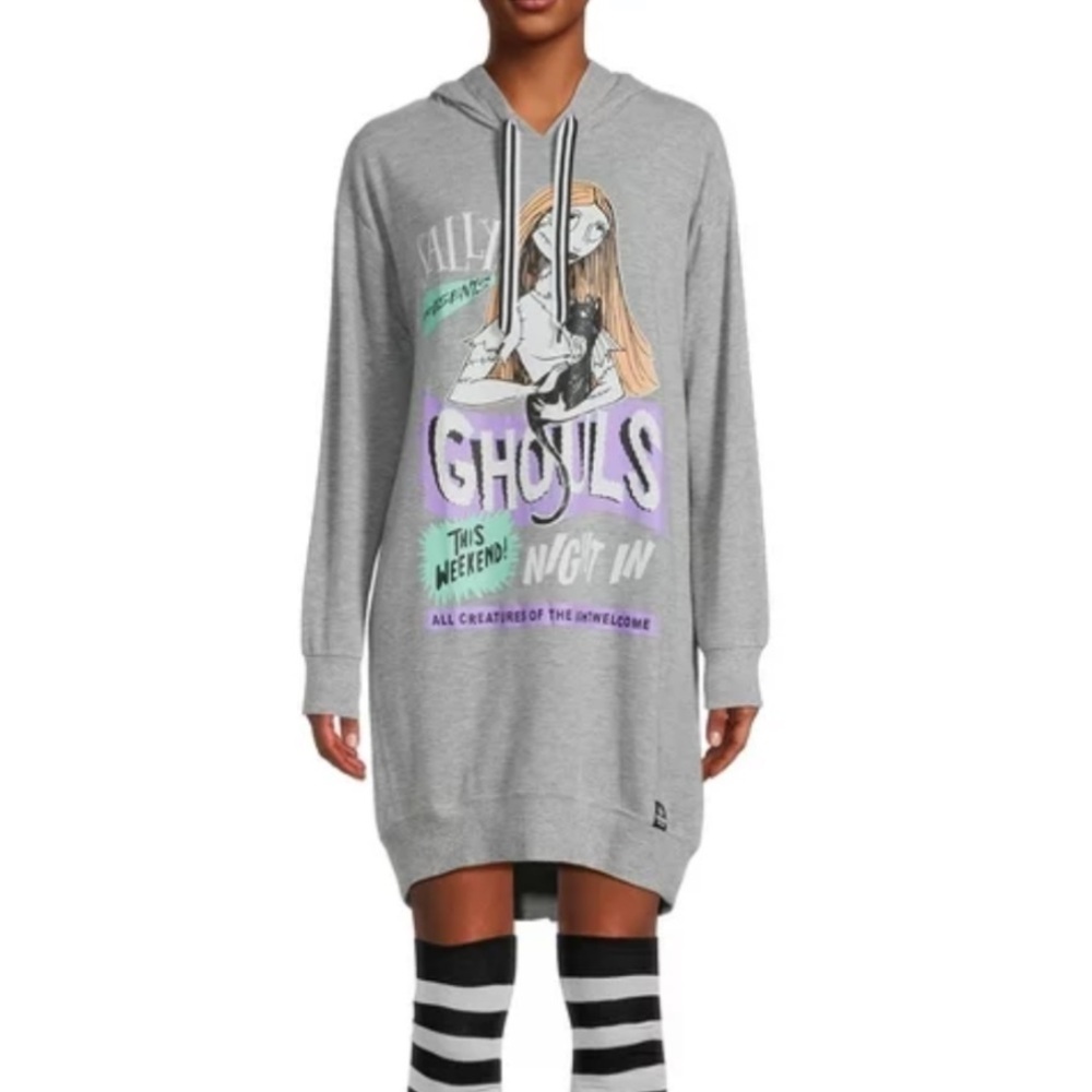 Disney Nightmare Before Christmas Hooded Sleepshirt Sally Graphic Gray Size XS